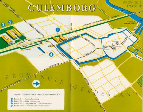 Plattegrond Culemborg met vestigingen Gispen